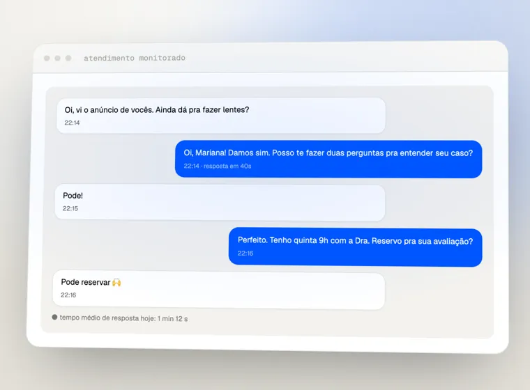 Atendimento no WhatsApp com tempo de resposta