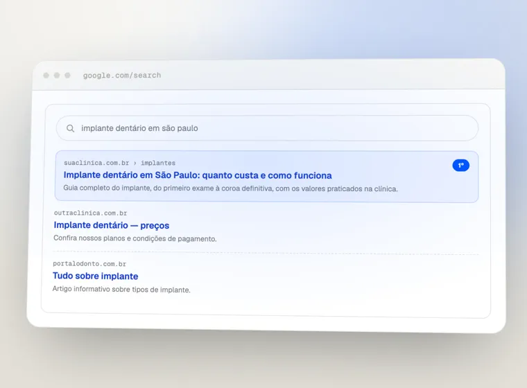 Clínica na primeira posição do Google